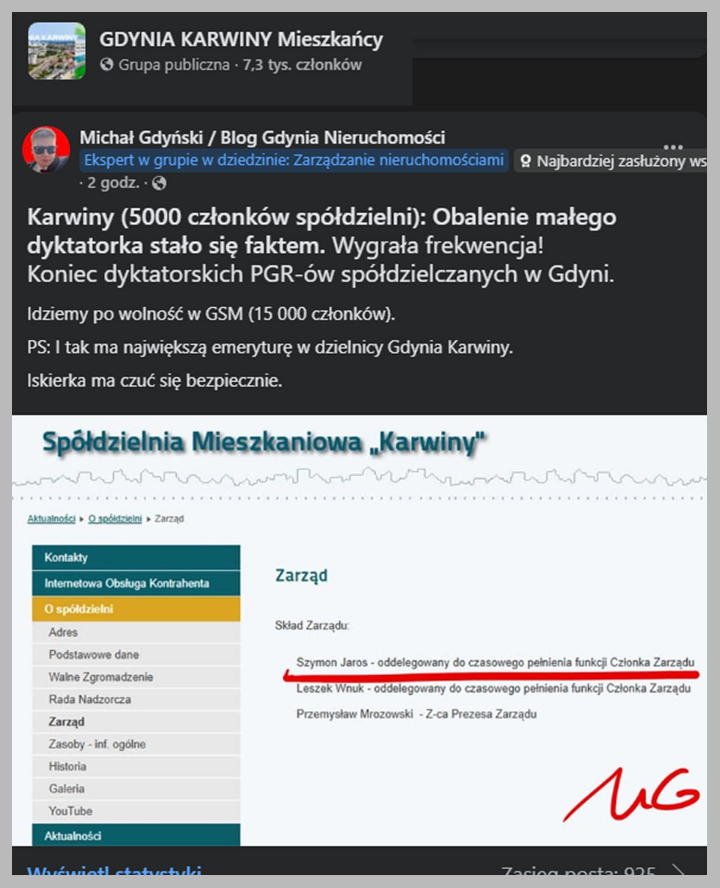 Michał Gdyński, Gdynia Karwiny, Spółdzielnia mieszkaniowa